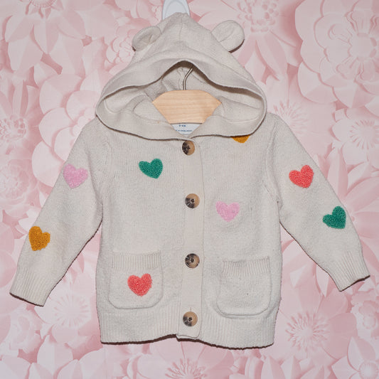 Heart Hooded Cardigan Size 3-6m