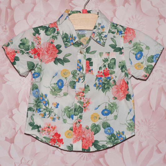 White Floral Short Size 6-12m