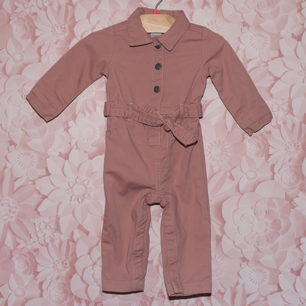 Pink Canvas Coveralls Size 12m