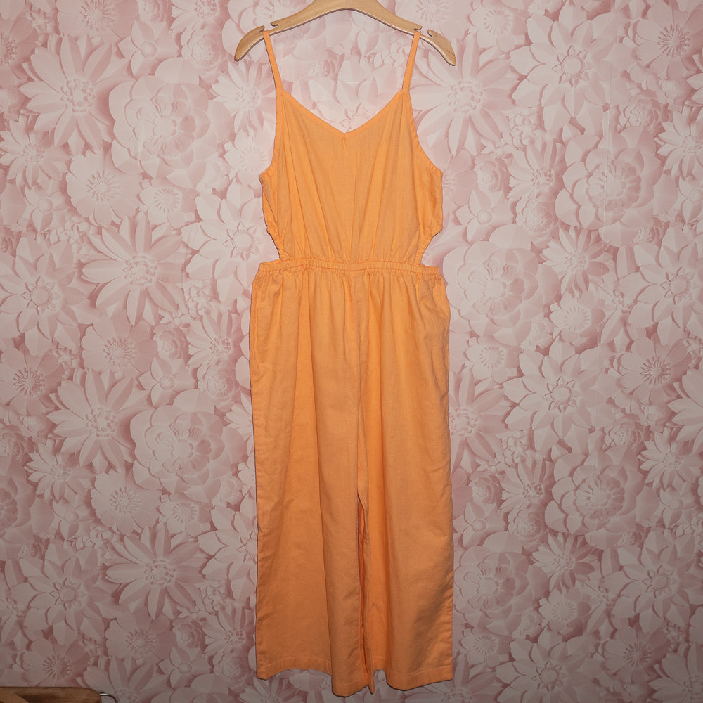 NWT Orange Linen Romper Size 10-12