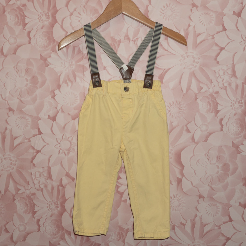 Yellow Suspender Pants Size 9-12m