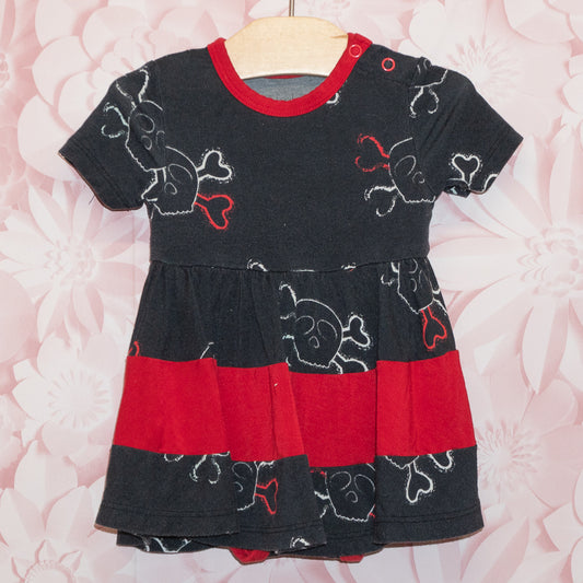 Skull Onesie Dress Size 6-12m