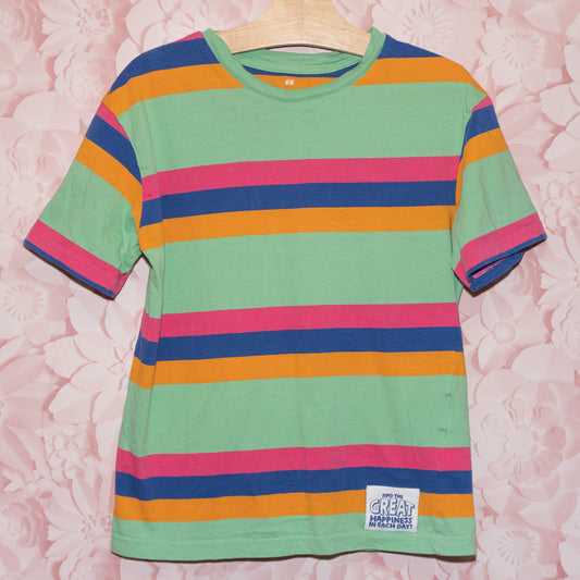 Green Striped Tee Size 8-10
