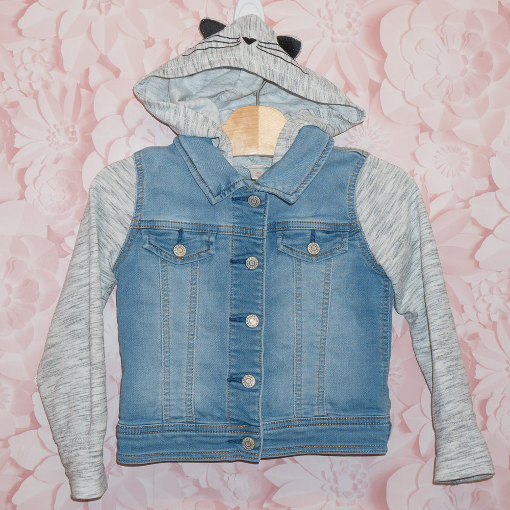 Cat Denim Hoodie Size 5T
