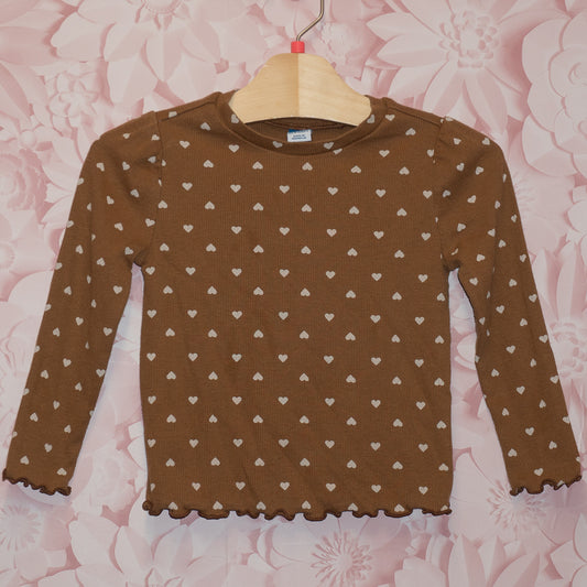 Brown Ribbed Heart Top Size 3T