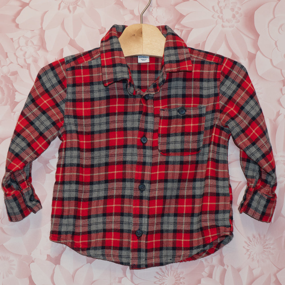 Red/Gray Plaid Flannel Shirt Size 2T