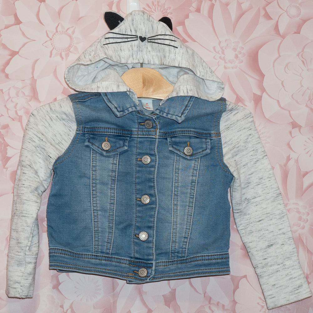 Cat Denim Hoodie Size 3T