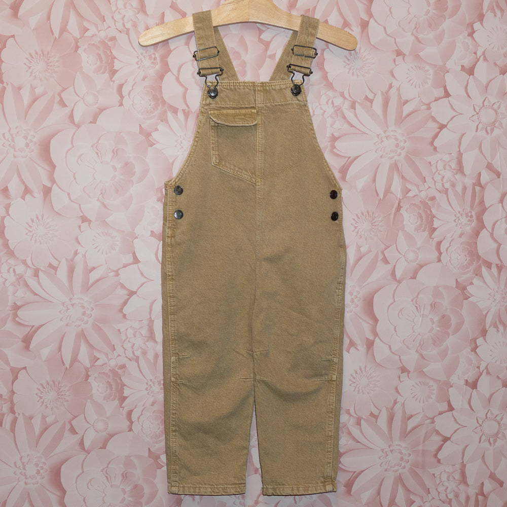NWT Khaki Denim Overalls Size 2-3