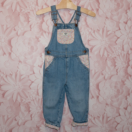 Floral Accent Denim Overalls Size 2T