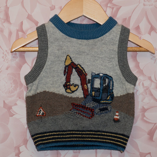 Digger Knit Sweater Vest Size 12-18m
