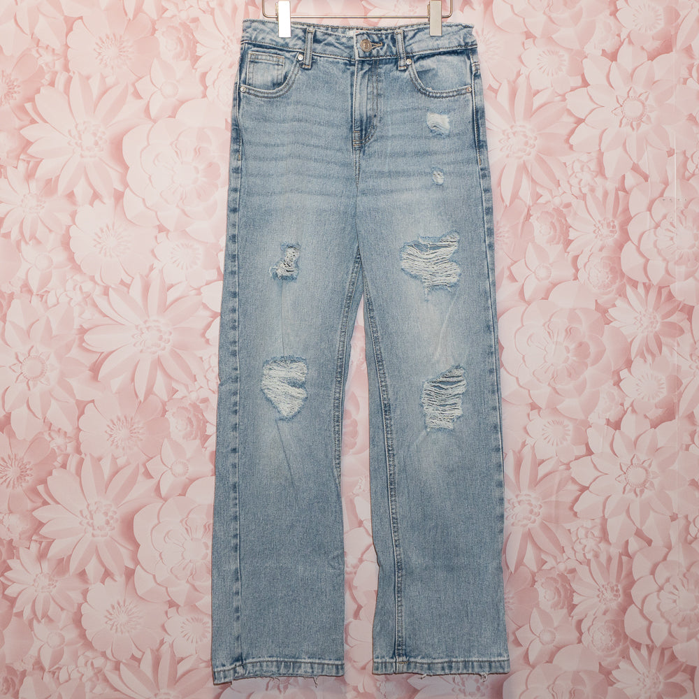 Wide Leg Rippped Jeans Size 10