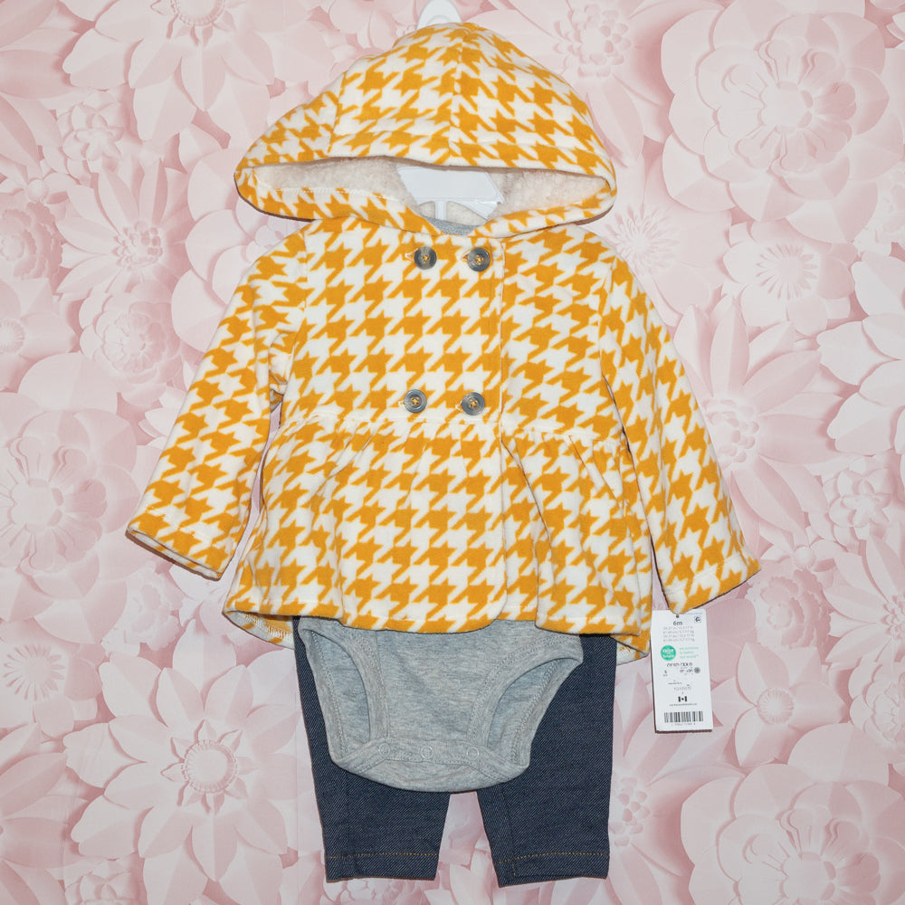 NWT Yellow Houndstooth Set Size 6m
