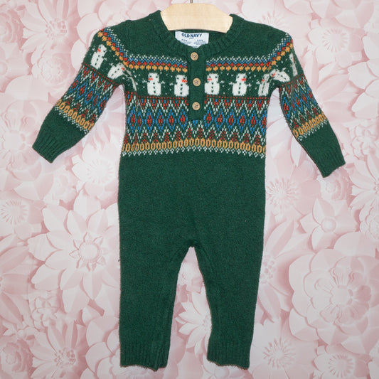 Knit Snowman Romper Size 6-12m