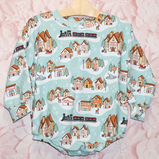 Christmas Village Bubble Romper Size 3T