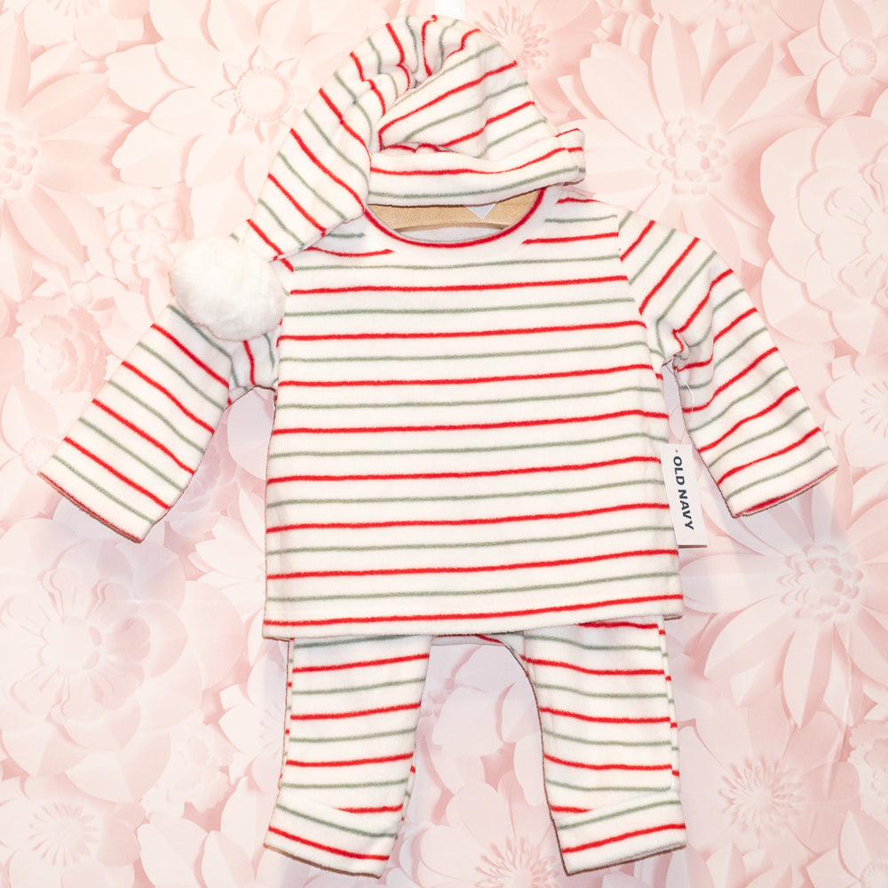 NWT Christmas Striped 3 Pc Set Size 3-6m