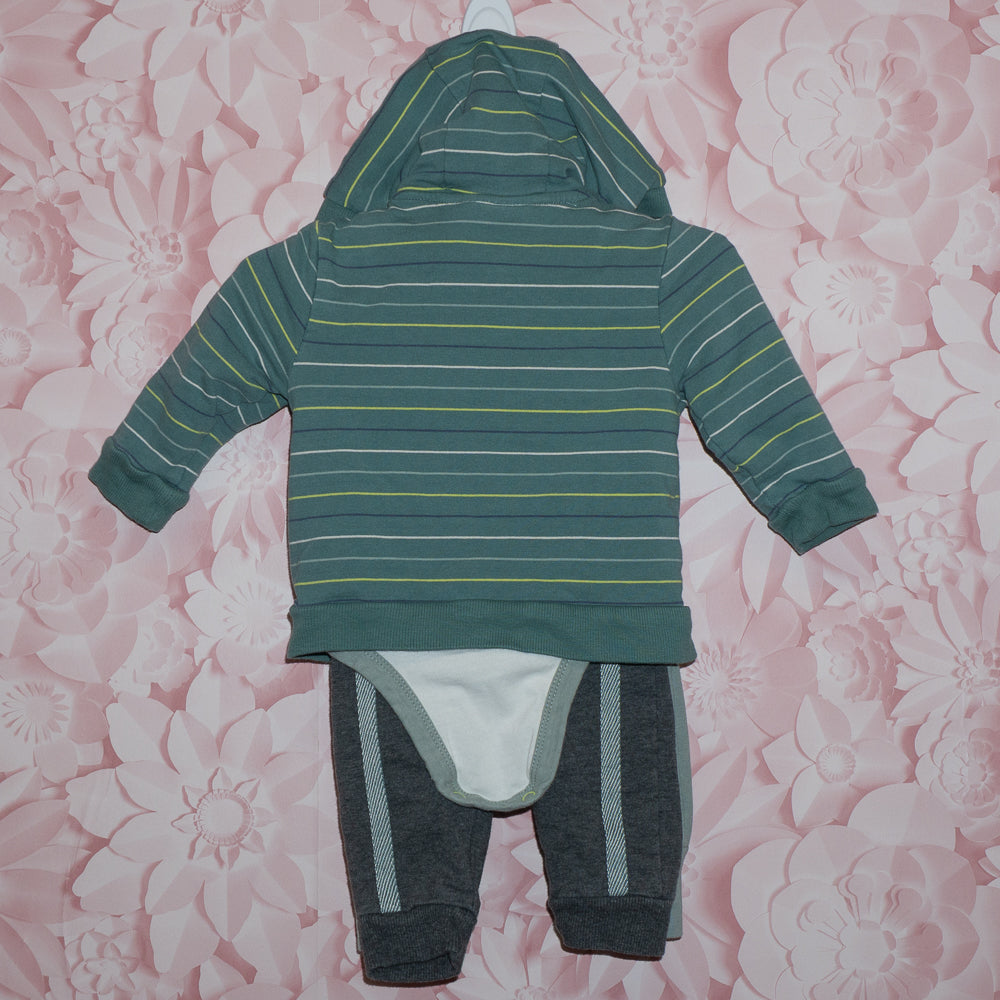 4 Piece Striped Hoodie Set Size 3-6m