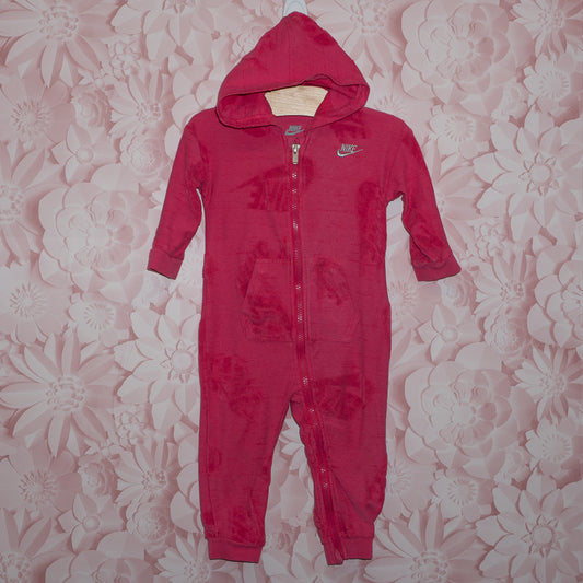 Pink Hooded Nike Romper Size 18m