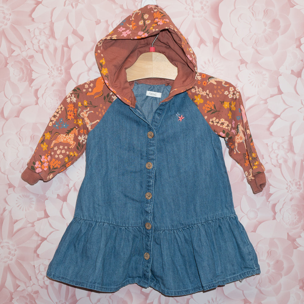 Denim Unicorn Hoodie Dress Size 12-18m