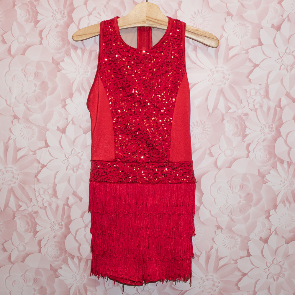 Sequin & Fringe Dance Costume Size LC (12?)