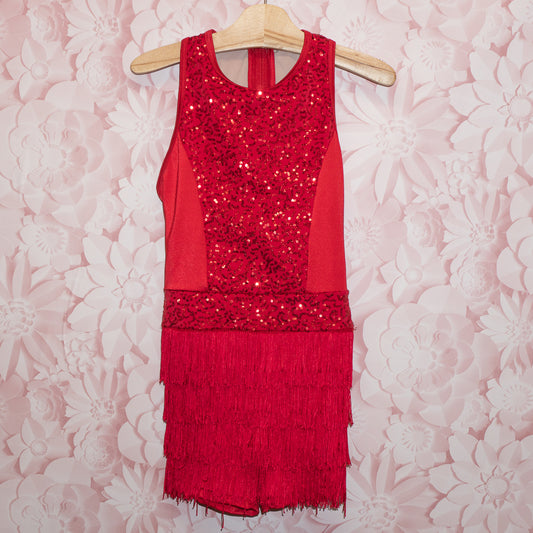 Sequin & Fringe Dance Costume Size LC (12?)