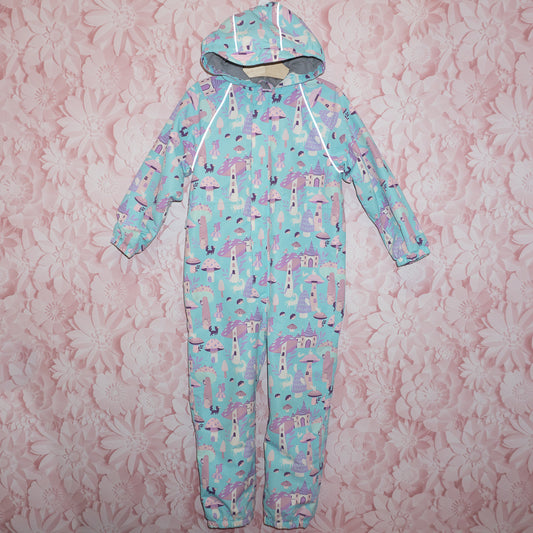 Fleece-Lined Unicorns & Mushrooms Rain Suit Size 6