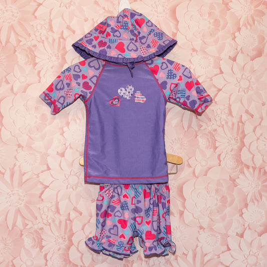 3 Piece Heart Swimsuit Size 2T