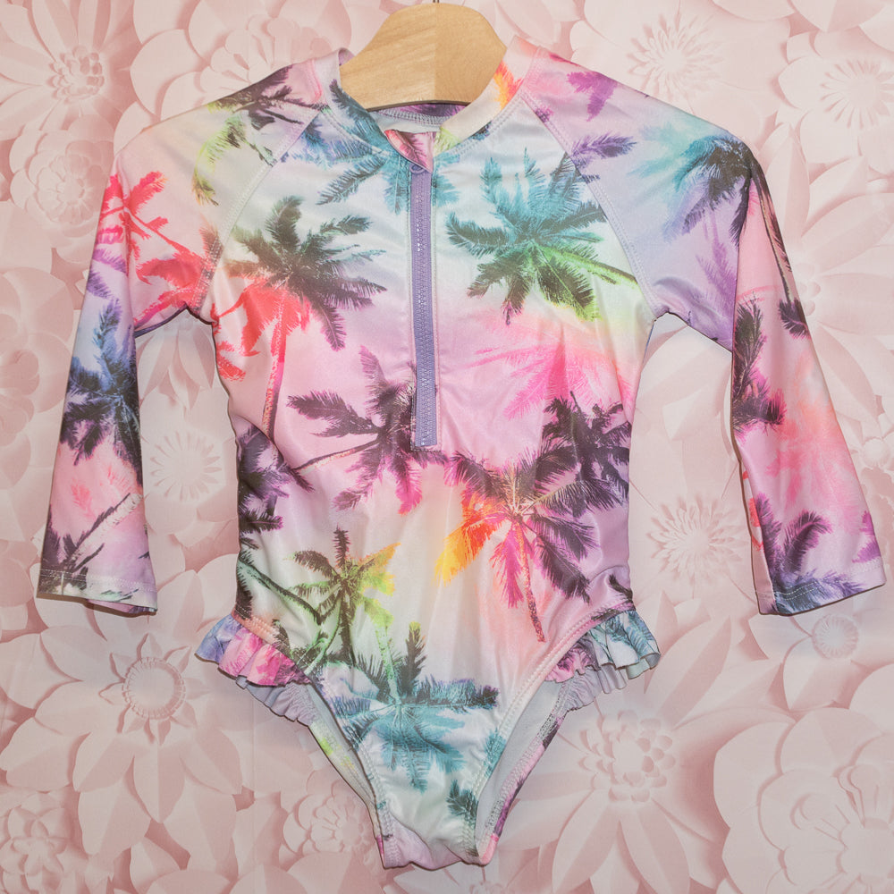 Palm Tree Rashguard Swimsuit Size 4T