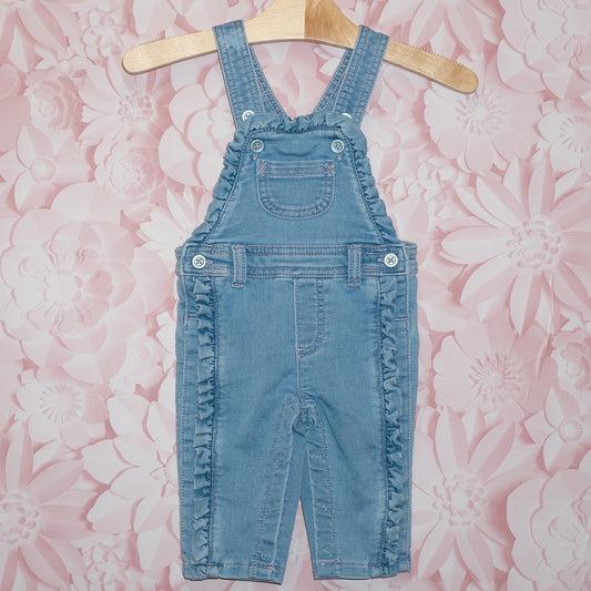 Ruffled Denim Overalls Size 3-6m