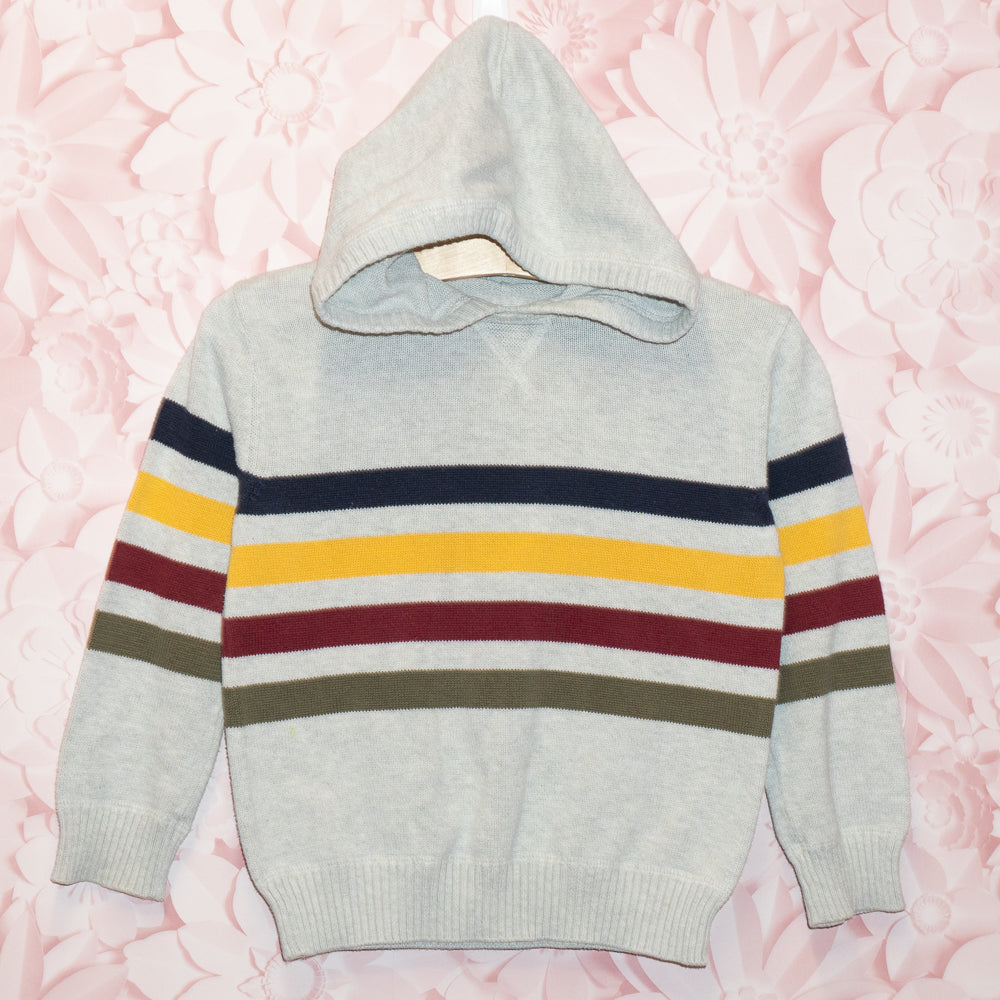 Striped Hooded Knit Sweater Size 4