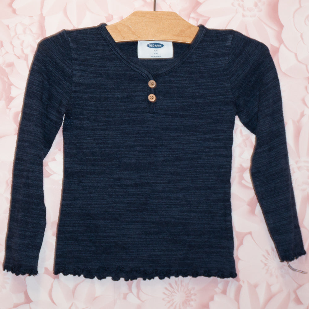 Blue Button Neck Tee Size 5