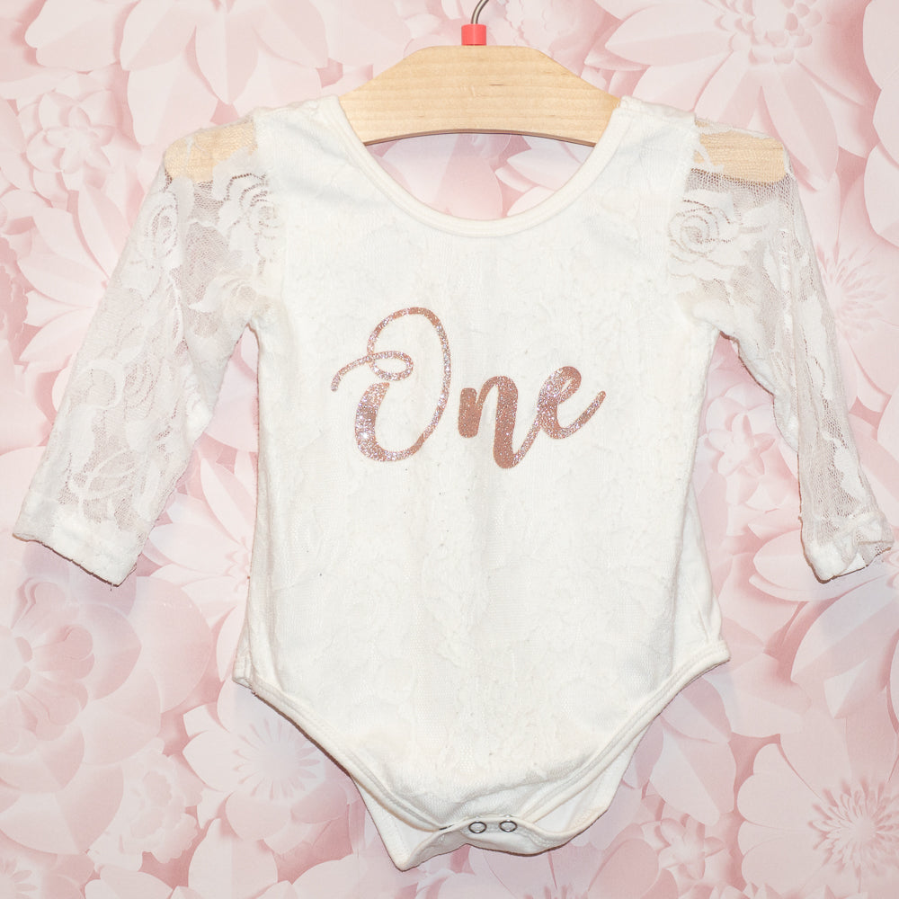 Lace "One" Onesie Size 12-24m