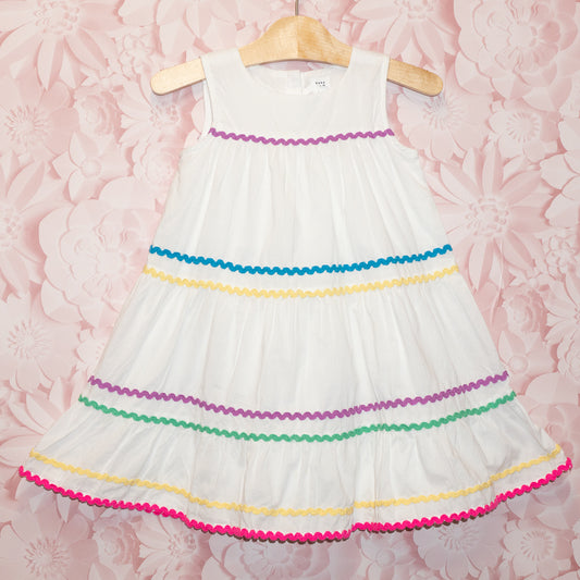NWT Colour Striped White Dress Size 5