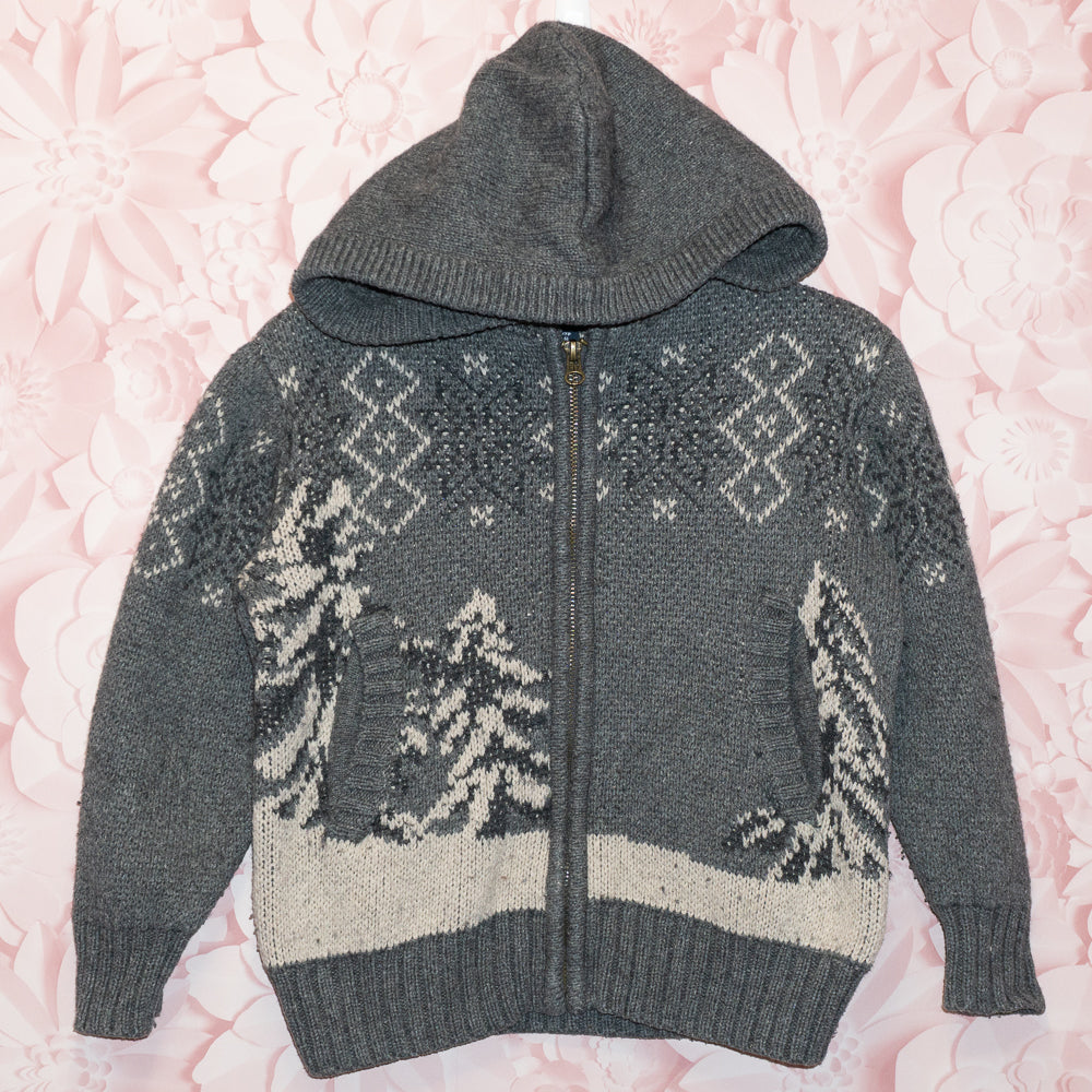 Knit Zip Ski Hooded Sweater Size 4-5