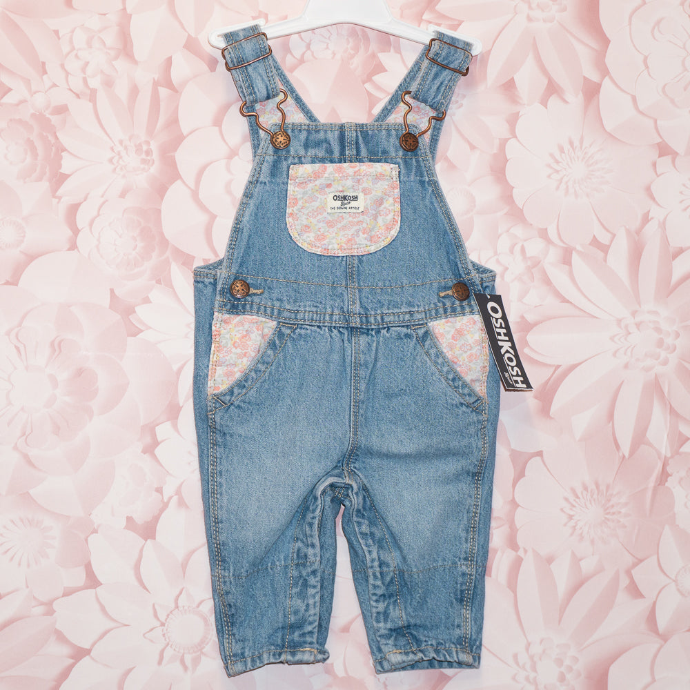 NWT Floral Accent Overalls Size 3m