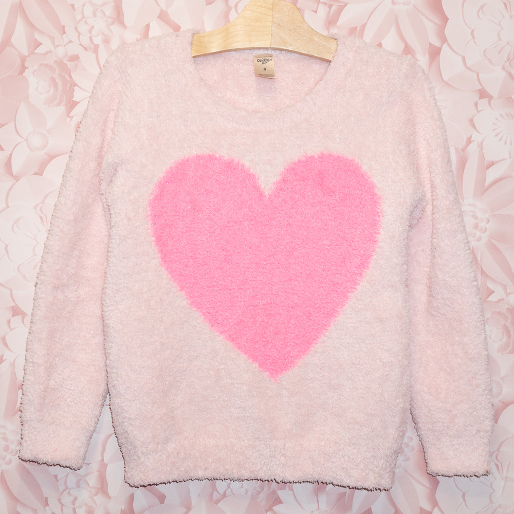 Fuzzy Heart Sweater Size 8