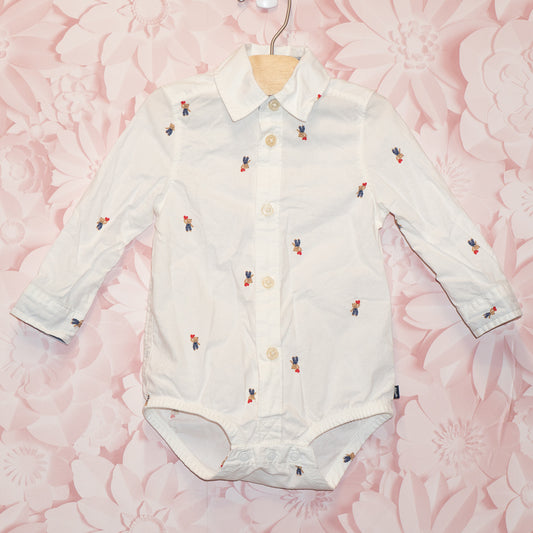 Bear Heart Dress Shirt Onesie Size 12m
