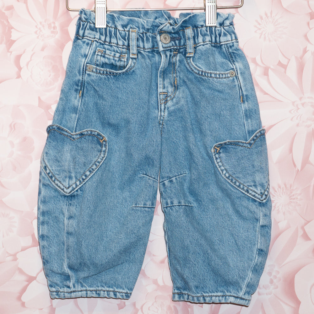 Heart Pocket Barrel Leg Jeans Size 18-24m