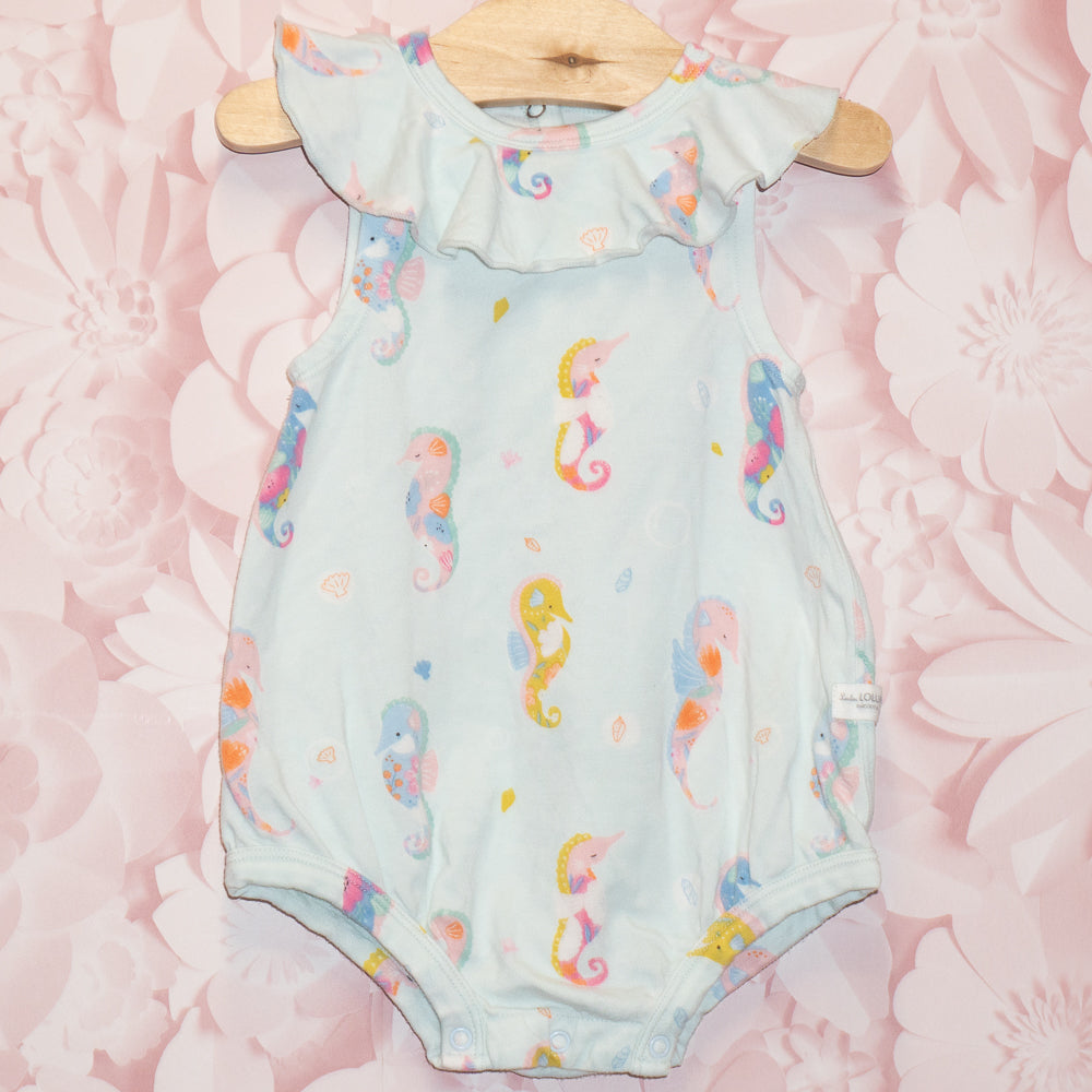 Seahorse Ruffled Onesie Size 3-6m