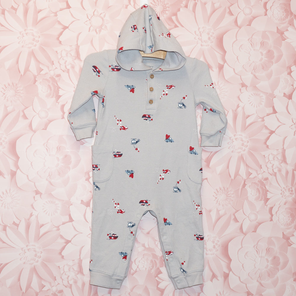 Heart Delivery Waffle Hooded Romper Size 9m
