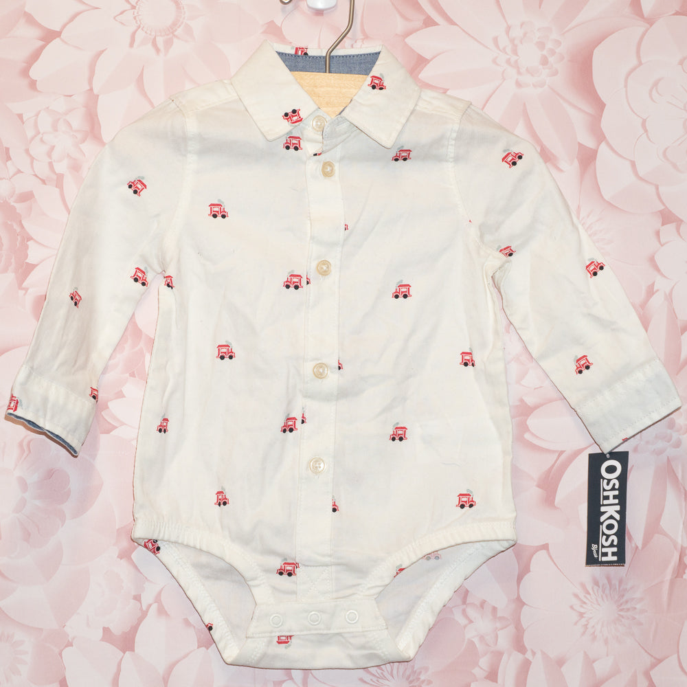NWT Train Dress Shirt Onesie Size 12m