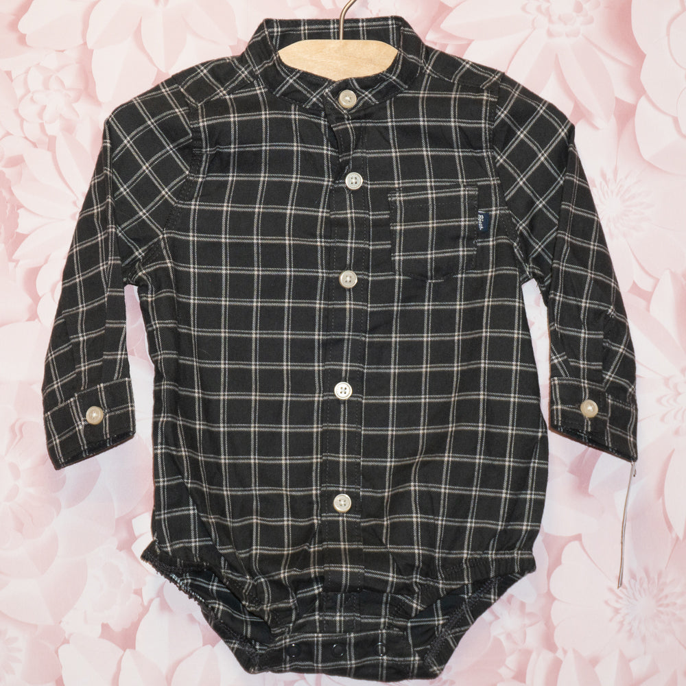 NWT Plaid Dress Shirt Onesie Size 12m