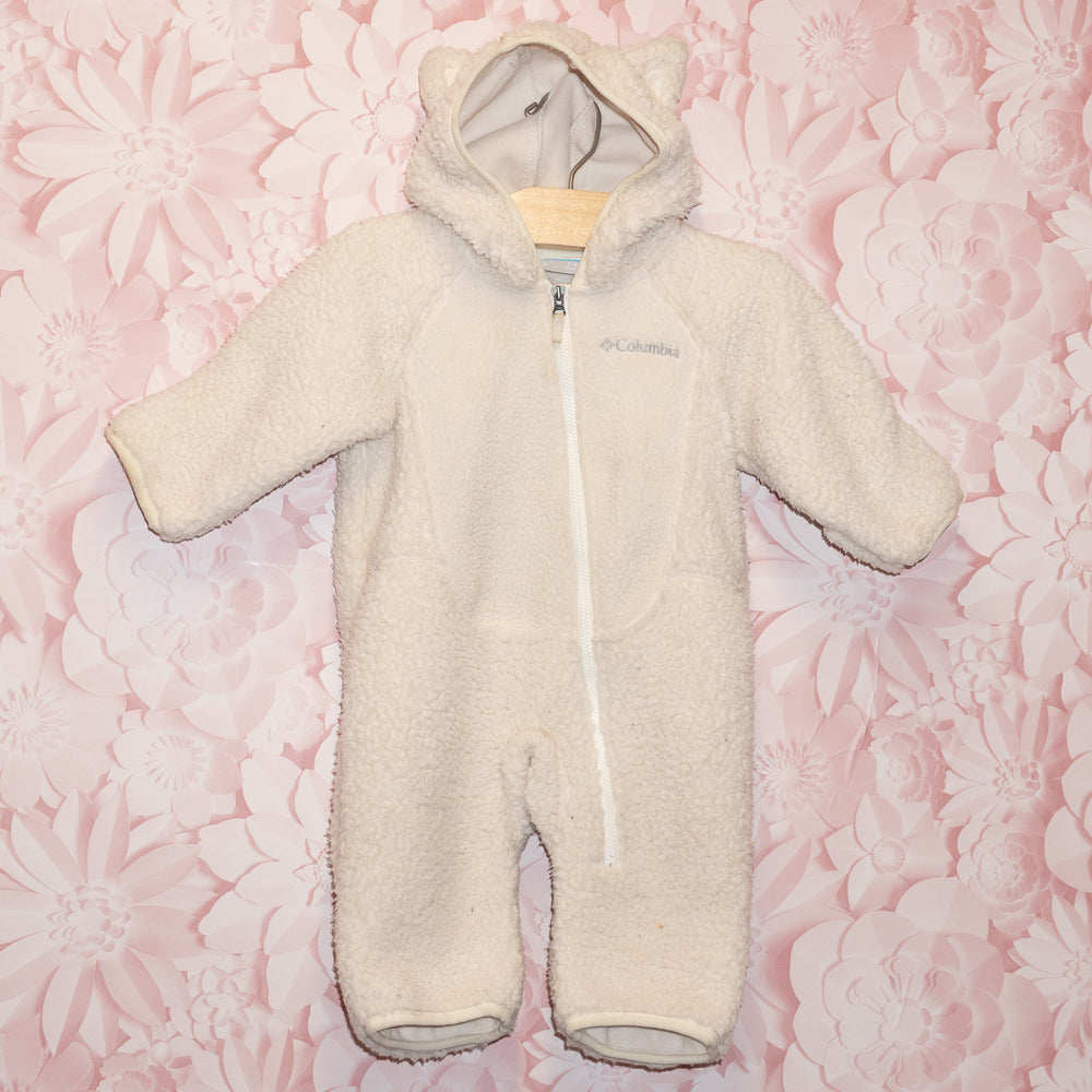 White Fuzzy Suit Size 3-6m