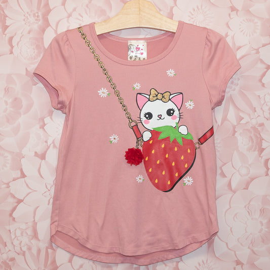 Cat Strawberry Tee Size 6x