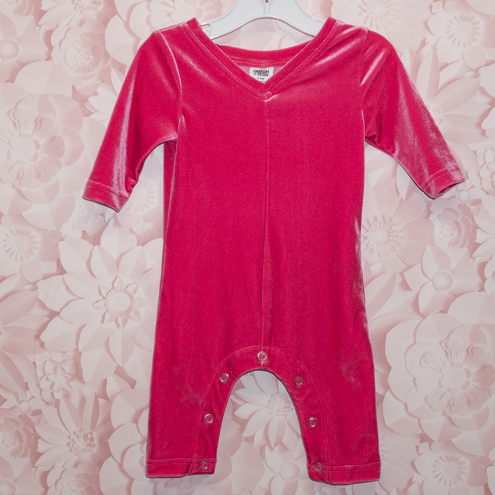 Pink Velour Romper Size 3-6m