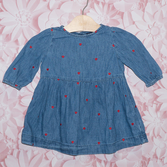 Denim Heart Dress Size 12-18m