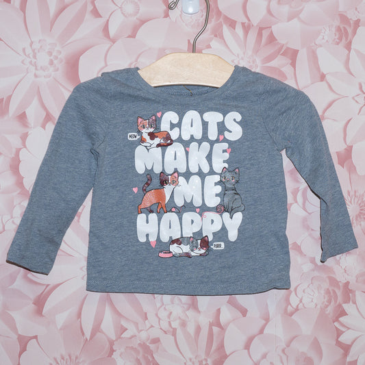 Cats Make Me Happy Tee Size 12-18m