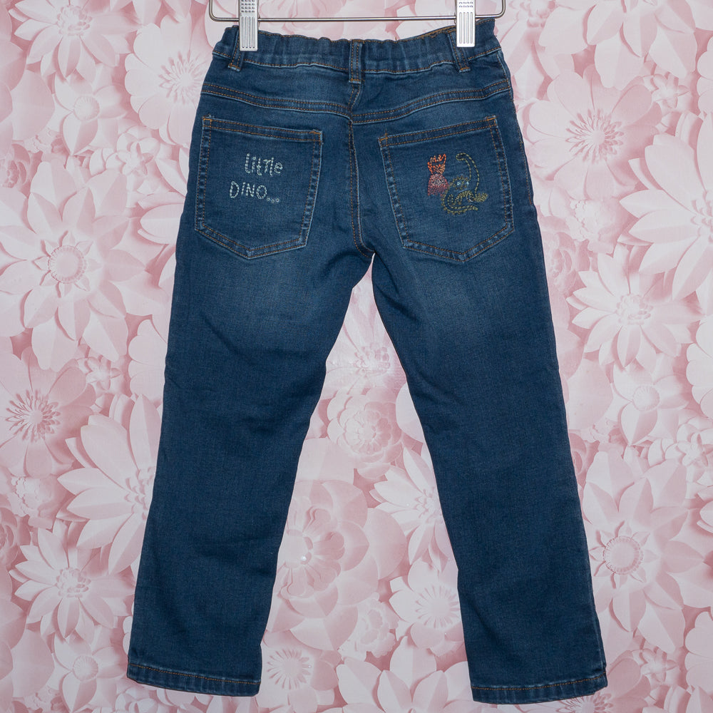 Embroidered Dino Jeans Size 3-4