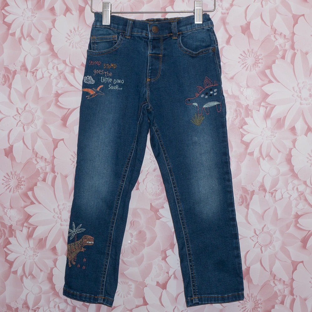 Embroidered Dino Jeans Size 3-4