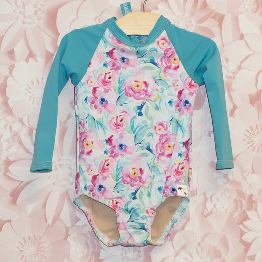 Floral Rashguard Swimsuit Size 18-24m