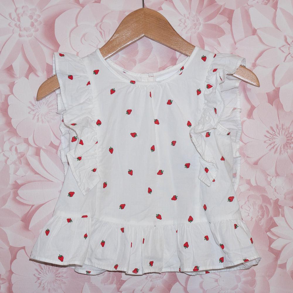 Ruffled Strawberry Top Size 3-4